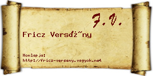 Fricz Versény névjegykártya
