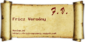 Fricz Versény névjegykártya